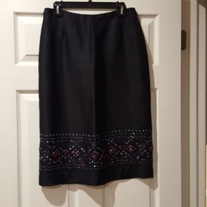 Ann Taylor black silk skirt with sequin,  size 8
